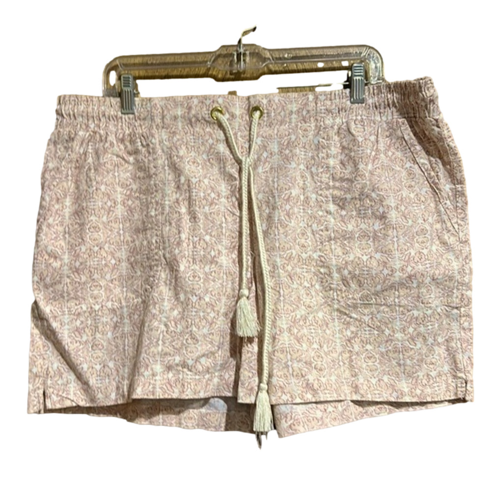 Cato Floral Print Linen Blend Elastic Waist Drawstring Shorts Size XL - NWT